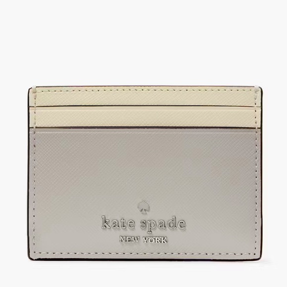 kate spade Handbags - NWT Kate Spade Madison Color-block Small Slim Card Holder in Platinum Grey/Cream